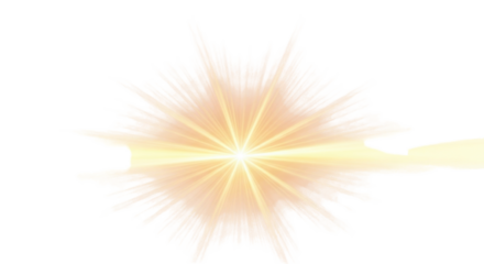 Golden starburst light effect isolated PNG with Transparent Background