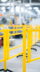 Generative AI industrial safety barriers on factory floor.