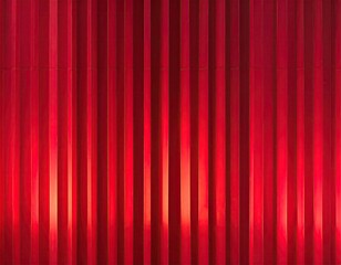 Vertical, ribbed red surface, illuminated from below, creating a dramatic gradient