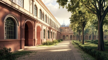 Fototapeta premium Serene Courtyard of a Historical Building
