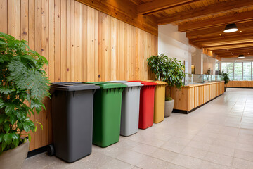 Various compost bins in a modern indoor space Generative AI