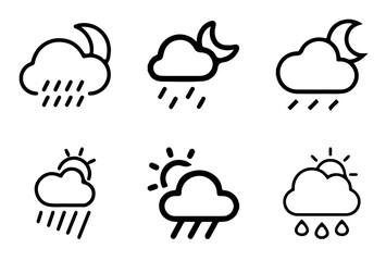 Weather Icon Set – Sun, Cloud, and Rain Forecast Symbols Collection