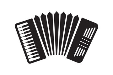 Classic Accordion Musical Instrument Silhouette Icon Vector Illustration for Folk Music and Entertainment Concepts