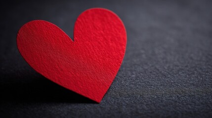 Obraz premium A rough textured handmade red heart silhouette stands out against a dark background,