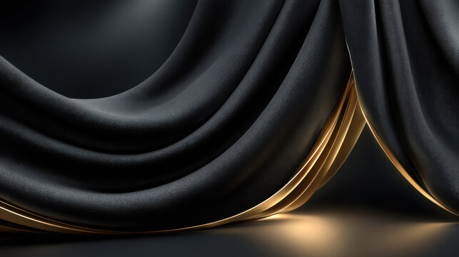 Elegant Drapes: A captivating image features a luxurious curtain with elegant folds and a touch of gold, creating a dramatic and opulent ambiance.