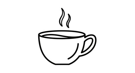 Simple line drawing of a cup with steam rising, indicating a hot beverage.