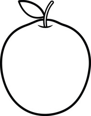 Simple Line Art of a Fresh Apple with a Stem and Leaf