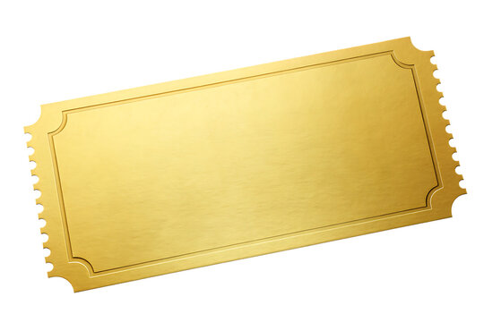 Golden ticket with blank space for text isolated on a transparent background image