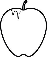 Simple Outline of an Apple with Dripping Juice or Glaze