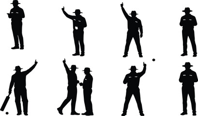 Cricket, umpire, silhouette, signal, gesture, sports official, hand movement, action pose, communication, decision, coaching, training, physical education, performance, technique