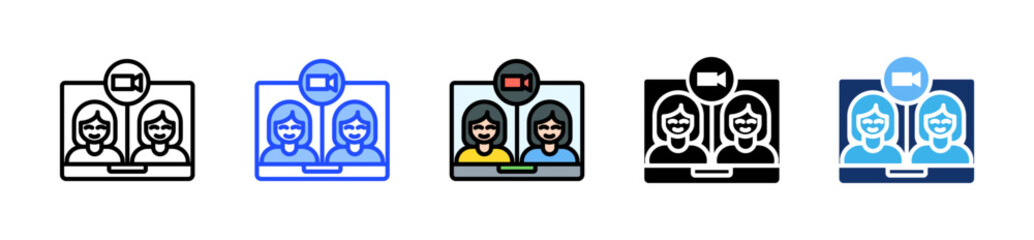 Video Conference Icon Collection With Multiple Styles