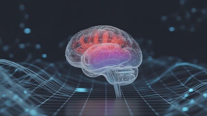 Big data and AI technology visualization with neural networks, deep learning, machine learning, and futuristic analytics in 3D rendering.