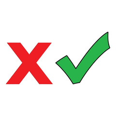 Vector art of red cross and green check mark