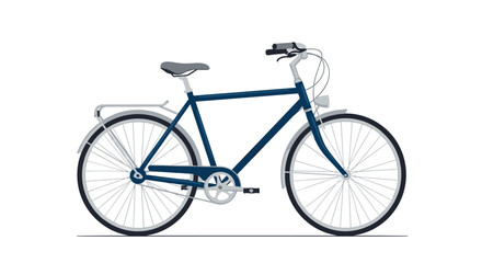 Fototapeta premium Classic dark blue commuter bicycle with rear rack and fenders for urban cycling.