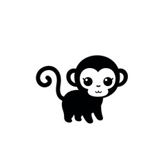 Adorable cartoon monkey silhouette illustration with big eyes.