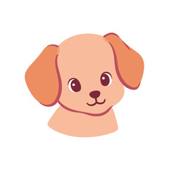 Adorable cartoon puppy head with floppy ears vector illustration.