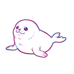 Adorable Cartoon Seal with Big Eyes and Playful Expression.