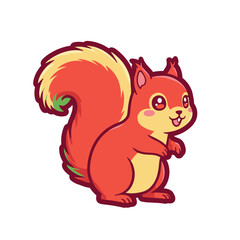 Cartoon Squirrel with Bushy Tail and Rosy Cheeks.