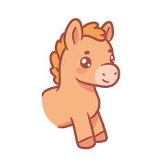 Cute cartoon horse illustration with big eyes and mane.
