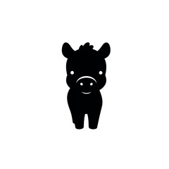 Cute cartoon horse silhouette standing upright with adorable features and expression.