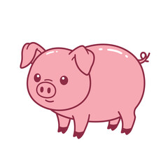 Cute pink piglet cartoon character illustration.