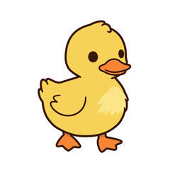 Cute Yellow Baby Duckling Cartoon Character Illustration.