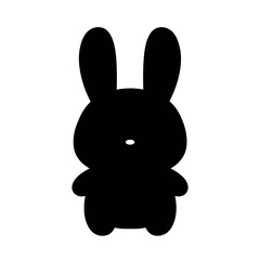 Simple black silhouette of a cute cartoon bunny rabbit.