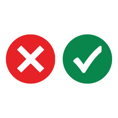 Vector art of red cross and green check mark symbols