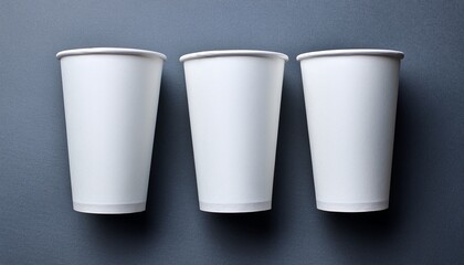 Blank White Paper Cups On The Gray Background