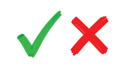 A green checkmark and a red X mark, representing approval and rejection, on a white background. © Ahmad