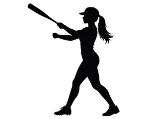 Silhouette of a female softball player