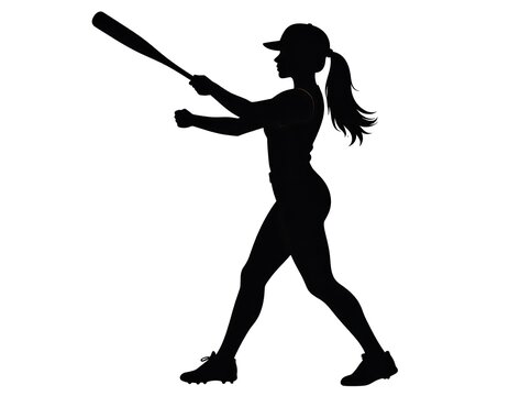 Silhouette of a female softball player
