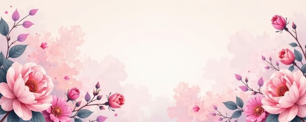 Blush-toned watercolor floral digital paper Soft, muted blooms and foliage , pattern, flowers