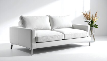 Modern white sofa in a minimalist setting