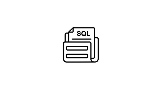 SQL file icon with lines representing data on white background document database