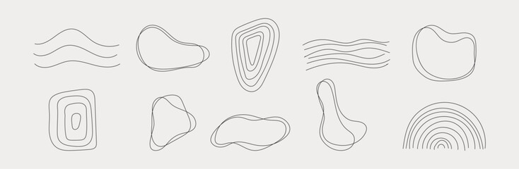 Abstract irregular outline shapes set. Rounded blots, arches, waves line vector illustrations.