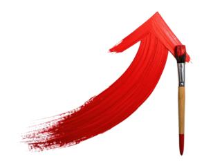 Paintbrush creates a red, upward-pointing arrow on a transparent background