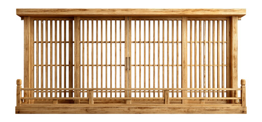 Traditional Bamboo Sliding Door Design with Wooden Structure and Open Frame