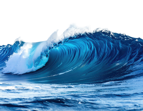 A crashing ocean wave, its turquoise water forming a dramatic curl