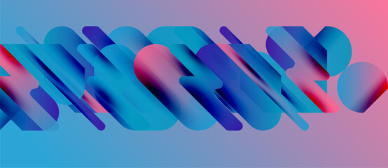 Abstract composition. Vibrant blue, pink, purple gradients form layered rectangular shapes. Modern design, dynamic flow, visual texture.