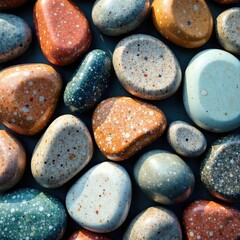 Irregularly shaped stones, light and dark tones, stacked, rock, architecture