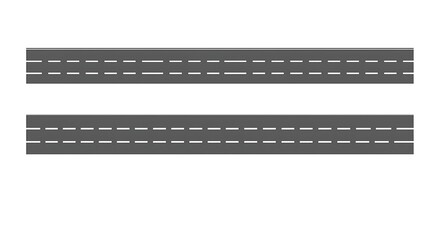 Obraz premium Two parallel road sections isolated on white background for transportation designs
