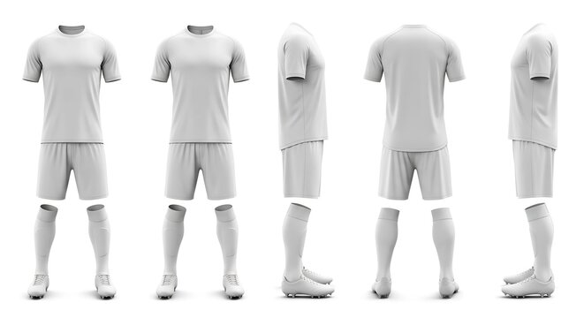 Blank Soccer Uniform Mockup &ndash; 5-Angle White Kit for Custom Design Visualization