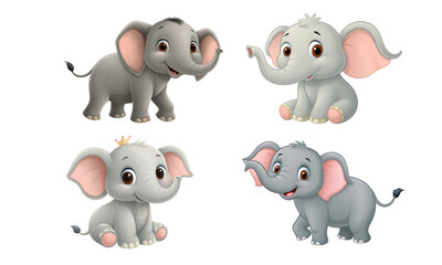 Cute funny baby elephant cartoon sticker