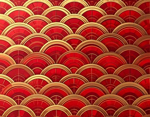 Red and gold repeating wave pattern