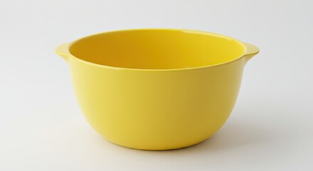 Bright Yellow Mixing Bowl on White Background.