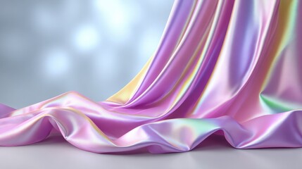 Elegant colorful silk fabric with shiny satin finish, luxurious soft textile draped in vibrant hues for fashion, interior decor, and stylish background designs