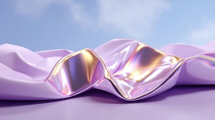 Elegant soft fabric with shiny satin finish in pastel purple, luxurious textile draped for modern fashion, interior design, and artistic creative backgrounds