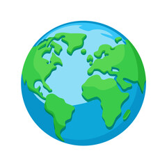 Obraz premium Colored vector icon of the Earth with green continents and blue oceans. Isolated on a transparent background