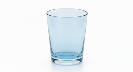 Elegant Light Blue Glass Tumbler on White Background.